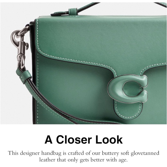 NWT Coach Tabby Box Bag in Glovetanned Leather Aquamarine Green CH750 Crossbody - Picture 8 of 11